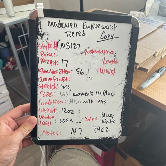 Madewell Empire Waist Tiered Striped Cross Back Maxi Dress US Women's 14 Plus - Picture 11 of 11